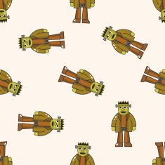 bizarre monster cartoon seamless pattern background N26