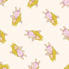 angel cartoon seamless pattern background N28