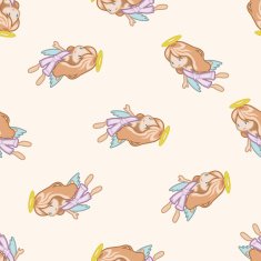 angel cartoon seamless pattern background N34