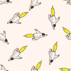 spaceship cartoon seamless pattern background N57