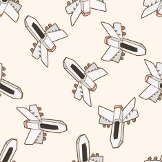 spaceship cartoon seamless pattern background N60