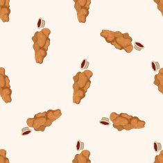Fried foods theme chicken nuggets cartoon seamless pattern background N4