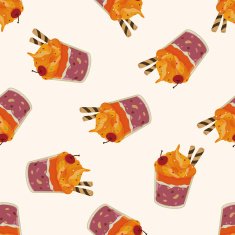 decorating cake cartoon seamless pattern background N35