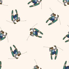 ski cartoon seamless pattern background N5
