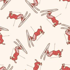 ski cartoon seamless pattern background N6