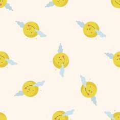 weather sunny day cartoon seamless pattern background N3