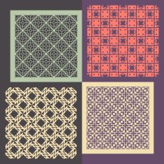 Set of four seamless patterns Vintage geometric ornaments N4