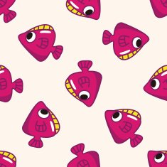 fish cartoon seamless pattern background N12