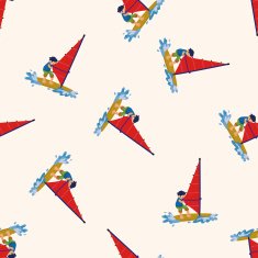 Water Sports cartoon seamless pattern background N26