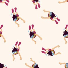Water Sports cartoon seamless pattern background N29