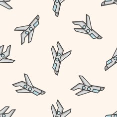 transportation airplane cartoon seamless pattern background N26