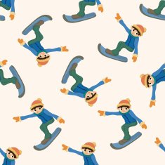 Skiers cartoon seamless pattern background N2
