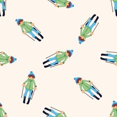 Skiers cartoon seamless pattern background N4