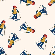 Skiers cartoon seamless pattern background N6