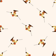 Skiers cartoon seamless pattern background N8