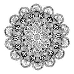 Ornament black white card with mandala N5