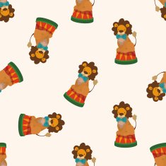 circus animal cartoon seamless pattern background N17