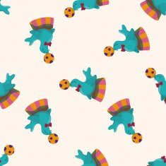 circus animal cartoon seamless pattern background N18