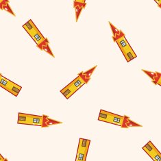 Building house tower cartoon seamless pattern background N4