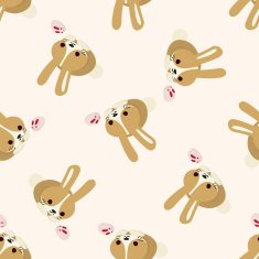 animal rabbit cartoon seamless pattern background N3