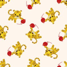 animal tiger cartoon seamless pattern background N2