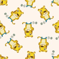 animal tiger cartoon seamless pattern background N3