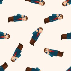 Office workers cartoon seamless pattern background N68
