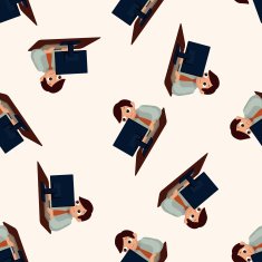 Office workers cartoon seamless pattern background N69