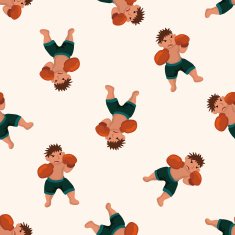 boxer cartoon seamless pattern background N35