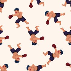boxer cartoon seamless pattern background N36