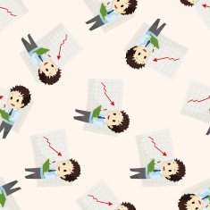 Office workers cartoon seamless pattern background N81