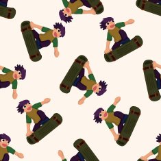 Extreme Sports cartoon seamless pattern background N41