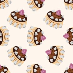 decorating cake cartoon seamless pattern background N45