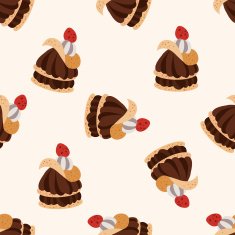 decorating cake cartoon seamless pattern background N46