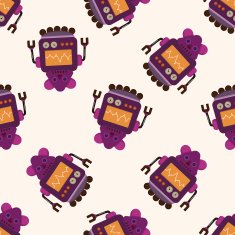 robot cartoon seamless pattern background N45