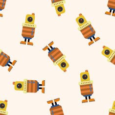 robot cartoon seamless pattern background N46