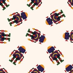 robot cartoon seamless pattern background N47