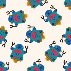 robot cartoon seamless pattern background N49