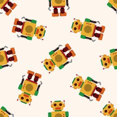 robot cartoon seamless pattern background N50
