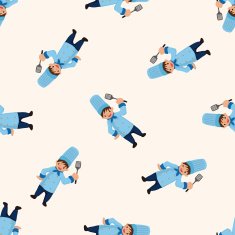 chef cartoon seamless pattern background N52