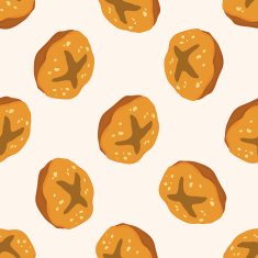 bread cartoon seamless pattern background N33