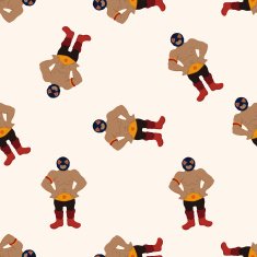 Wrestler cartoon seamless pattern background N10