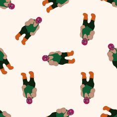 Wrestler cartoon seamless pattern background N11