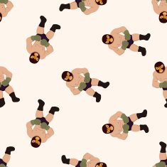 Wrestler cartoon seamless pattern background N12