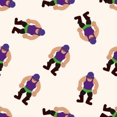Wrestler cartoon seamless pattern background N14