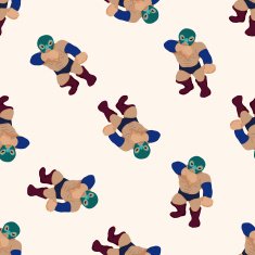 Wrestler cartoon seamless pattern background N16