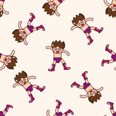 Wrestler cartoon seamless pattern background N18