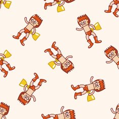 Wrestler cartoon seamless pattern background N19