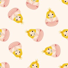 Matryoshka Russian traditional wooden doll cartoon seamless pattern background N27