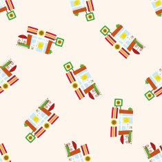 Building convenient shop cartoon seamless pattern background